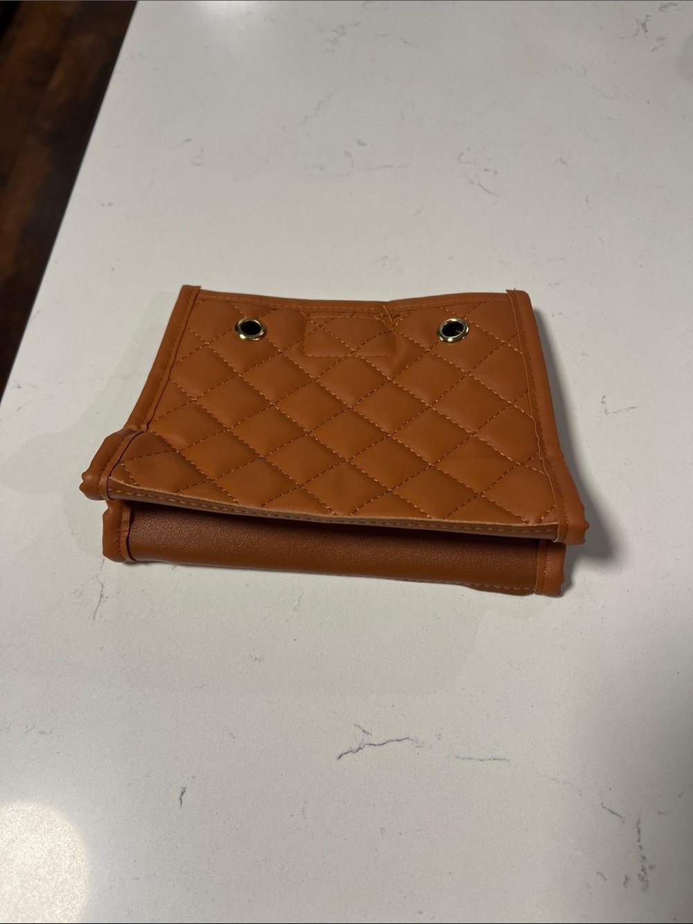 Quilted Brown Leatherette Crossbody Panel - Picture 5 of 6